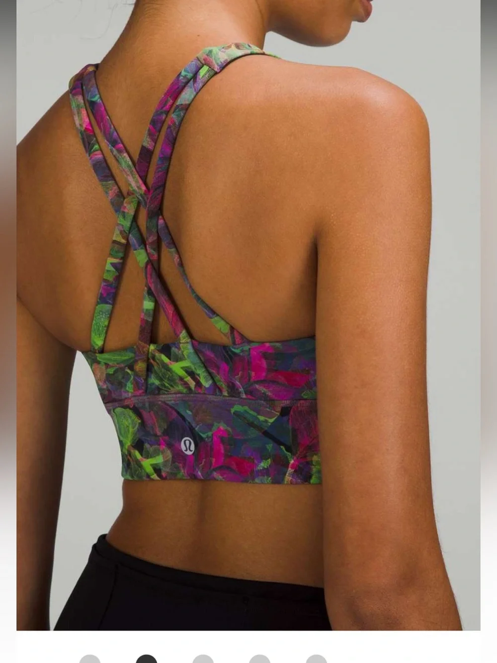Lululemon Energy High-Neck Longline Tough Bra Vivid Floral Tone Multi Size 8